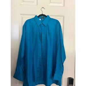 Bocci Men's Blue 100% Silk Long Sleeves Button Down Shirt Size XXL made in Italy